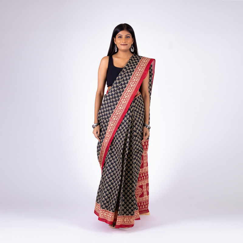 Cultural Noir: Black Cotton Saree - An Ode to Heritage and Style