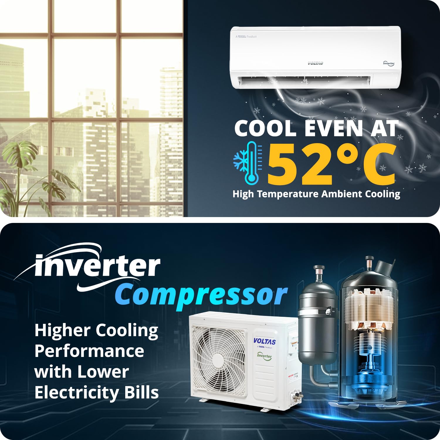 VOLTAS 183V VECTRA CAW 1.5 TON 3 STAR INVERTER SPLIT AC|4-IN-1 ADJUSTABLE MODE|ENERGY EFFICIENT|HIGH