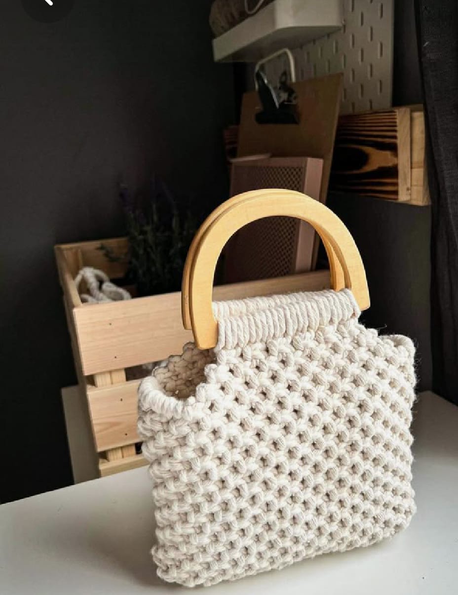HANDMADE MACRAME KNOT BAG – BOHO COTTON FASHION BAG