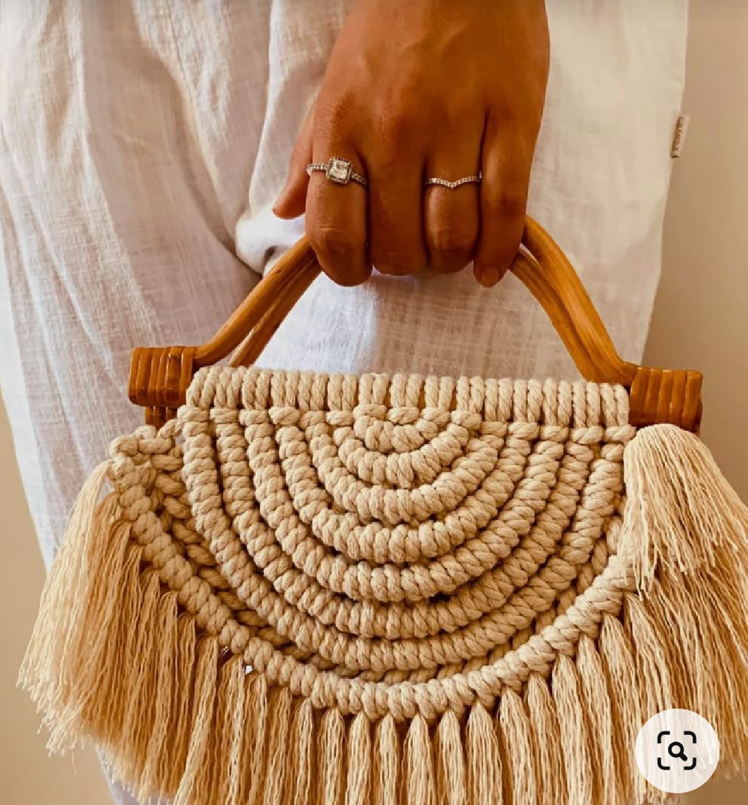 NATURAL FIBER MACRAME HANDBAG